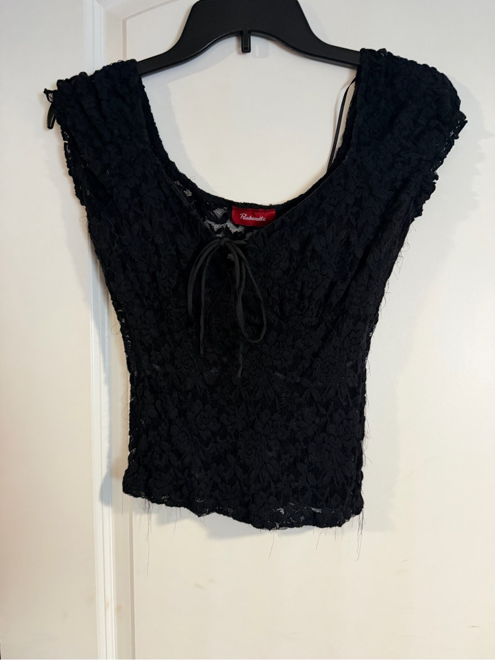bebe Black Lace Tie-Front Camisole
